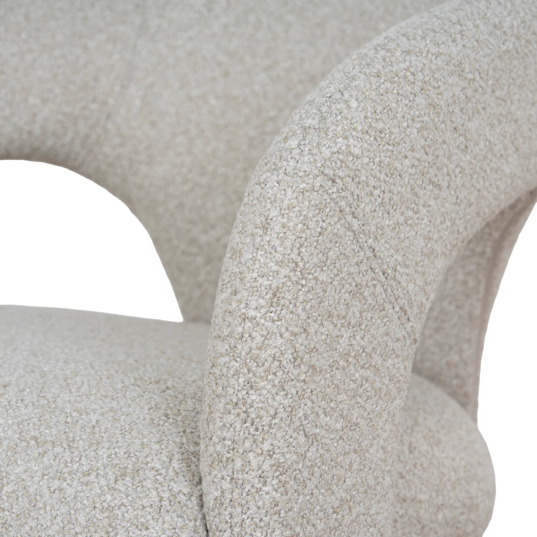 Tarcoola | Modern Metal Midnight Blue Beige Textured Fabric Dining Chairs With Arms | Beige