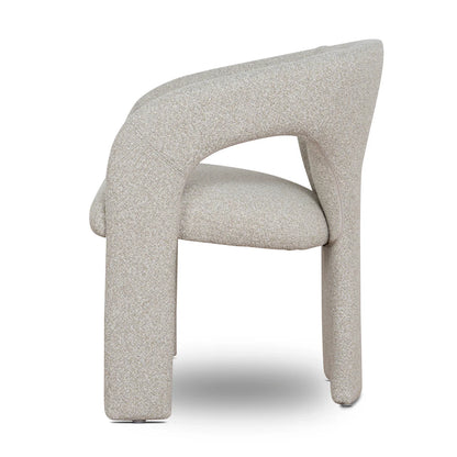 Tarcoola | Modern Metal Midnight Blue Beige Textured Fabric Dining Chairs With Arms | Beige