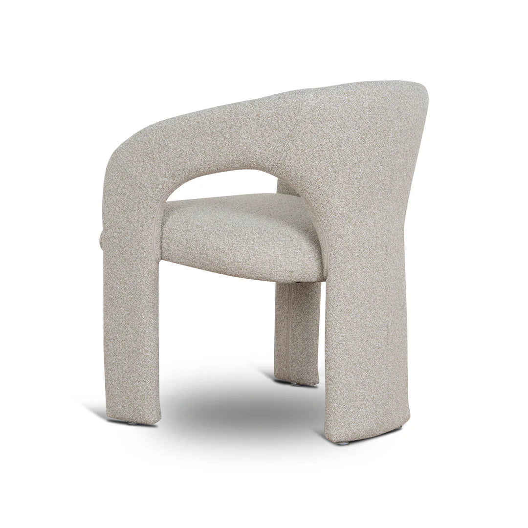 Tarcoola | Modern Metal Midnight Blue Beige Textured Fabric Dining Chairs With Arms | Beige