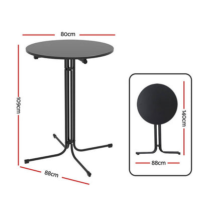 Taylor | Black White Foldable Steel Wooden Outdoor Bar Stool Table | Black