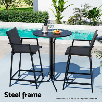 Taylor | Black White Foldable Steel Wooden Outdoor Bar Stool Table | Black