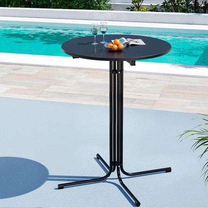 Taylor | Black White Foldable Steel Wooden Outdoor Bar Stool Table | Black