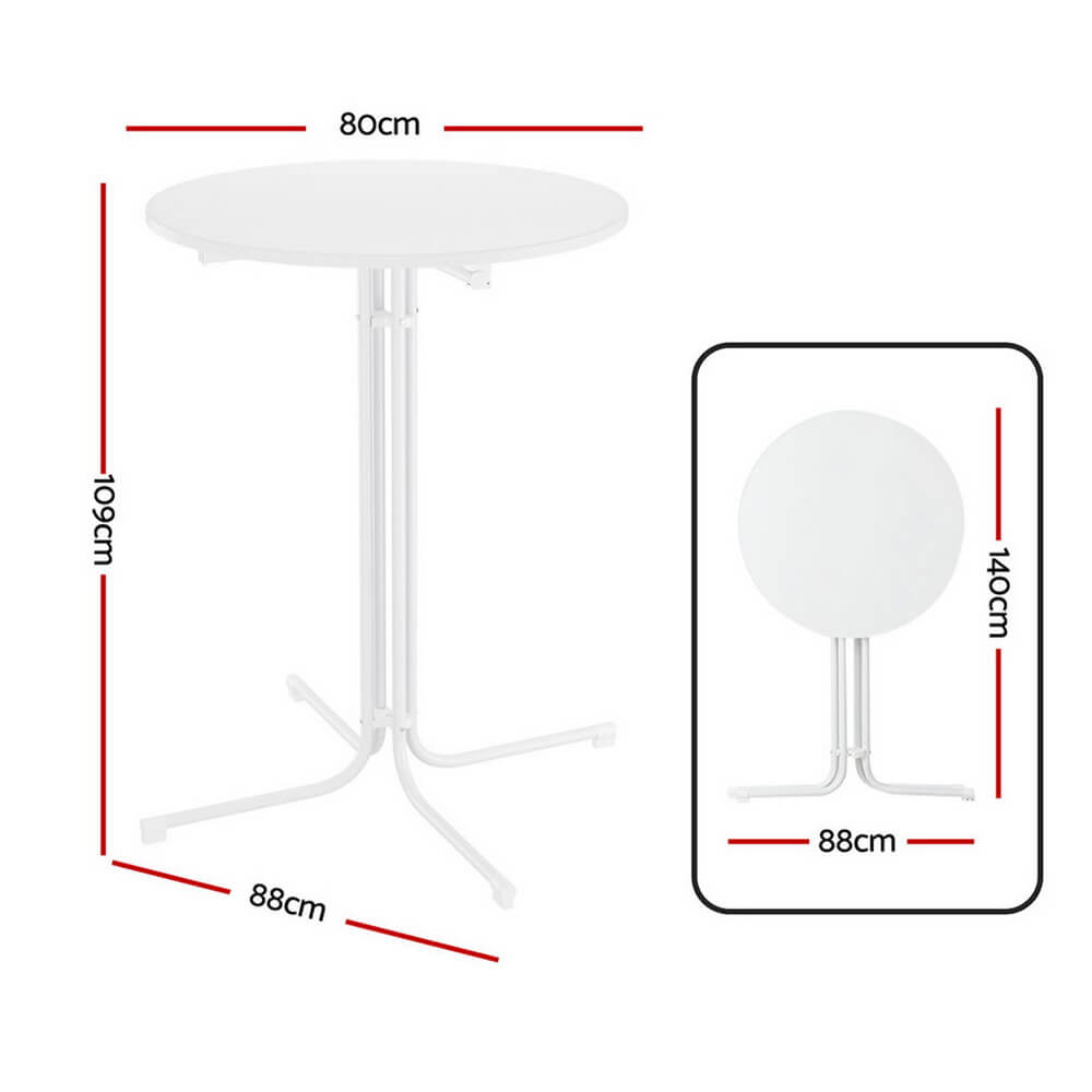 Taylor | Black White Foldable Steel Wooden Outdoor Bar Stool Table | White