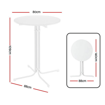 Taylor | Black White Foldable Steel Wooden Outdoor Bar Stool Table | White