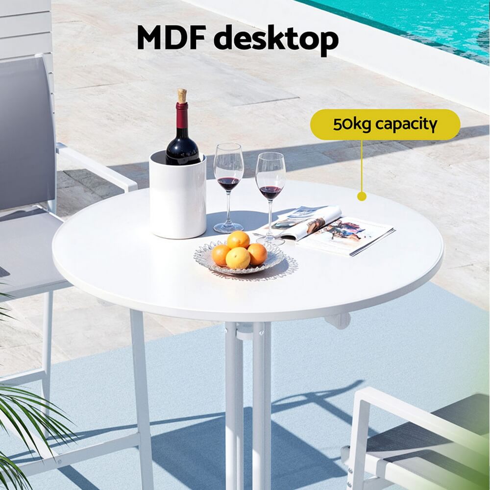 Taylor | Black White Foldable Steel Wooden Outdoor Bar Stool Table | White