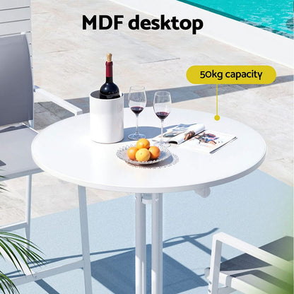 Taylor | Black White Foldable Steel Wooden Outdoor Bar Stool Table | White