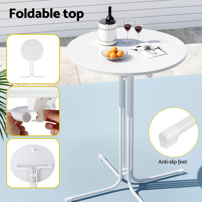 Taylor | Black White Foldable Steel Wooden Outdoor Bar Stool Table | White