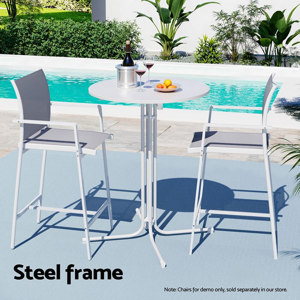 Taylor | Black White Foldable Steel Wooden Outdoor Bar Stool Table | White
