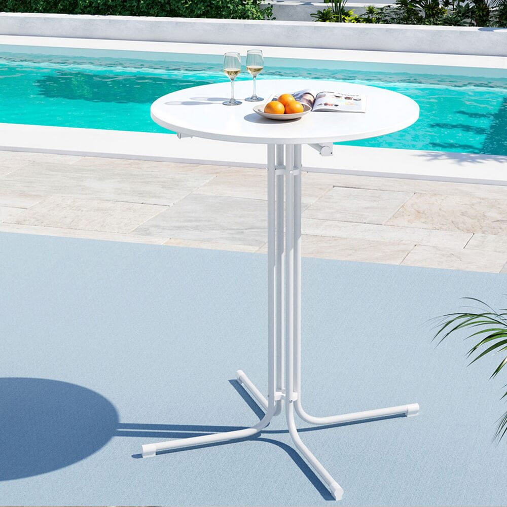 Taylor | Black White Foldable Steel Wooden Outdoor Bar Stool Table | White