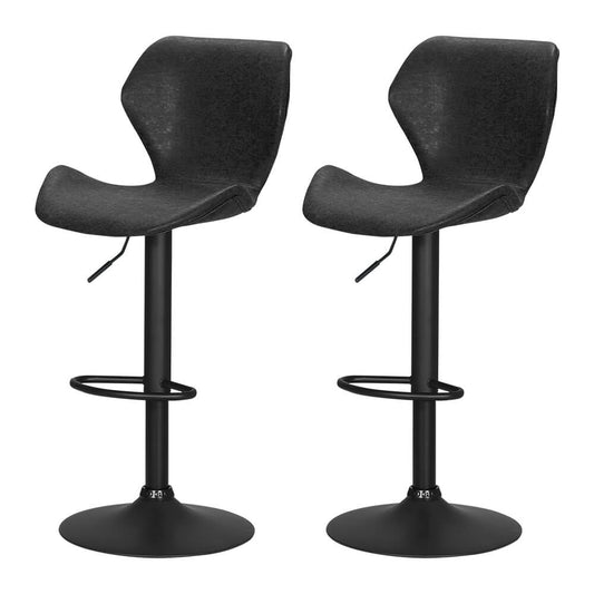 Thornleigh | Contemporary Swivel Brown Black PU Leather Bar Stools | Set Of 2 | Black