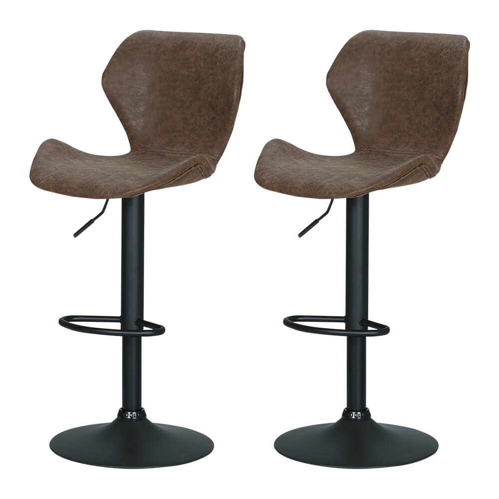 Thornleigh | Contemporary Swivel Brown Black PU Leather Bar Stools | Set Of 2 | Brown