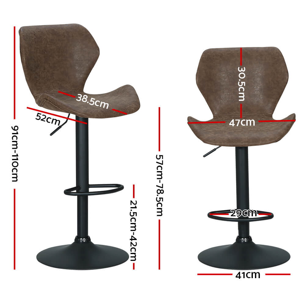 Thornleigh | Contemporary Swivel Brown Black PU Leather Bar Stools | Set Of 2 | Brown