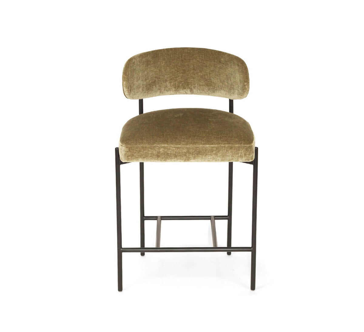 Tiberius | Modern Metal Linen Rust Ivy Fabric Bar Stools