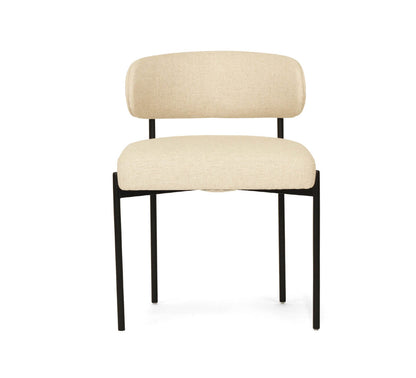 Modern Metal Linen Rust Fabric Dining Chair | Linen
