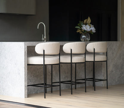 Modern Metal Linen Fabric Bar Stools | Linen