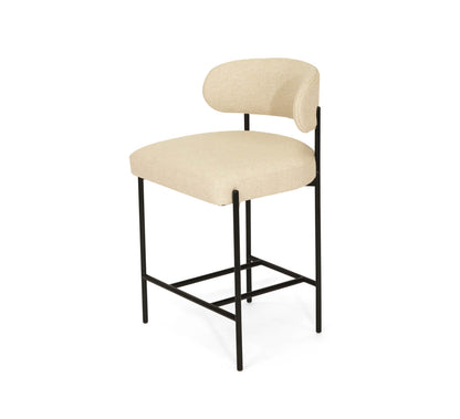 Modern Metal Linen Fabric Bar Stools | Linen