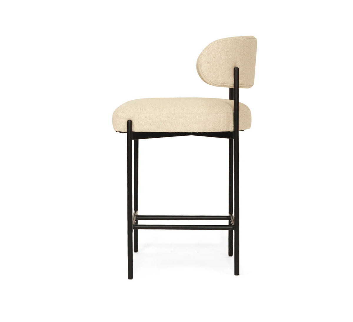 Modern Metal Linen Fabric Bar Stools | Linen