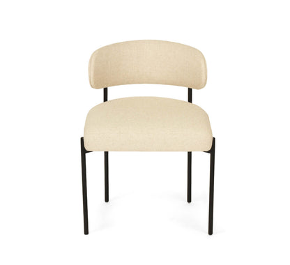Modern Metal Linen Rust Fabric Dining Chair | Linen