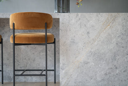 Modern Metal Rust Fabric Bar Stools | Rust