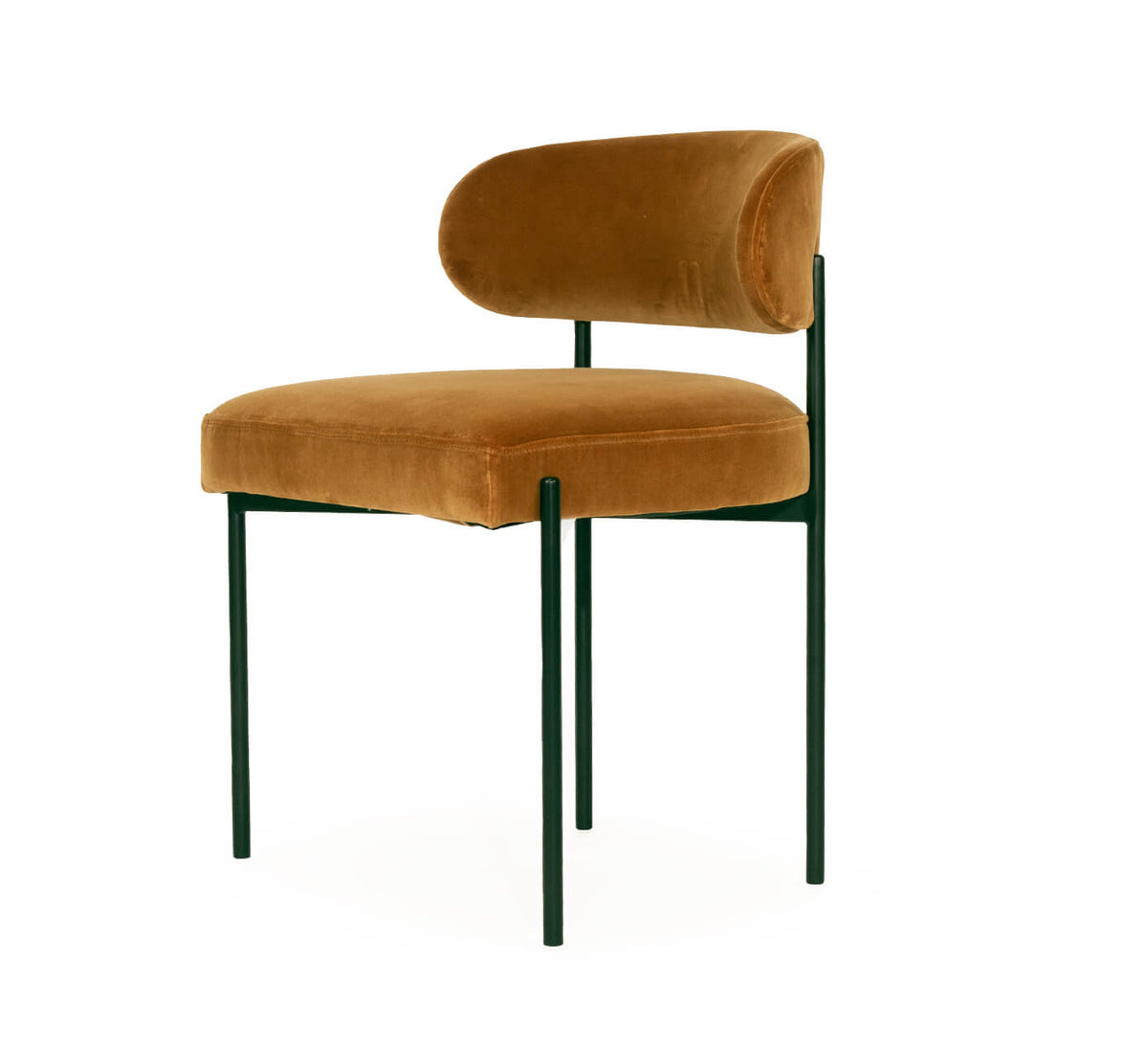 Modern Metal Linen Rust Fabric Dining Chair | Rust