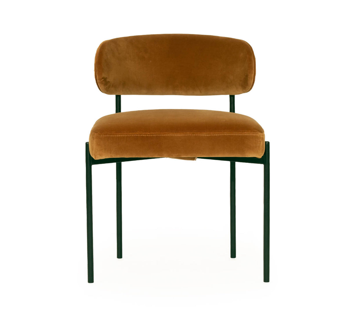 Tiberius | Modern Metal Linen Fabric Rust Velvet Dining Chair
