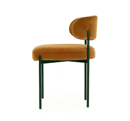 Modern Metal Linen Rust Fabric Dining Chair | Rust