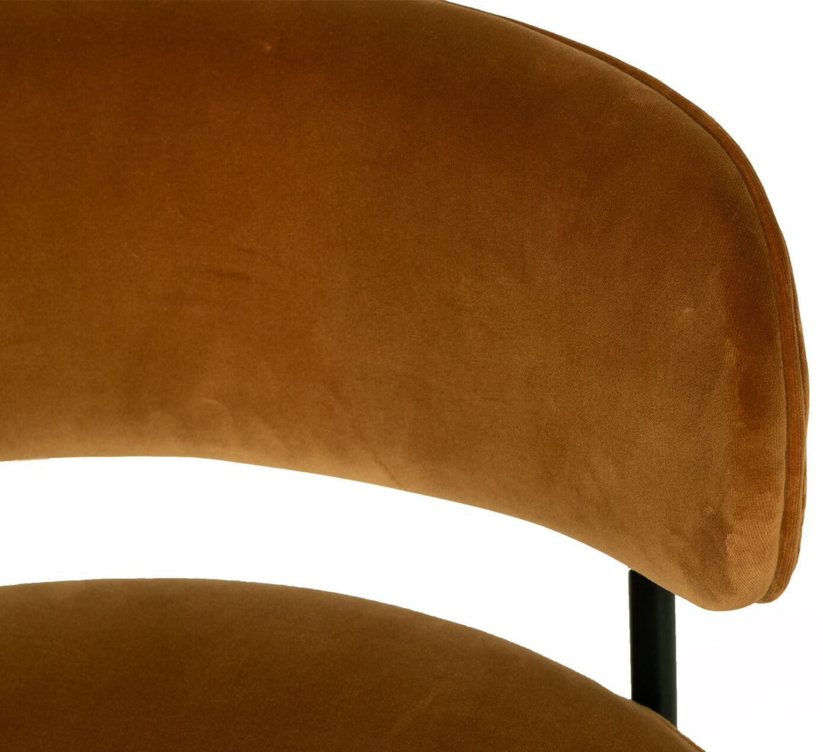 Tiberius | Modern Metal Linen Fabric Rust Velvet Dining Chair