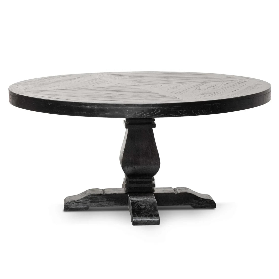 Torbay | 1.6m 4-6 Seater Natural Black Wooden Round Dining Table