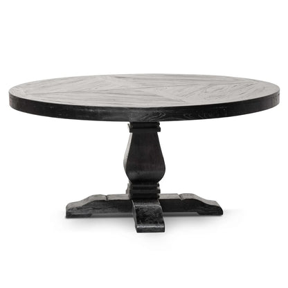 Torbay | 1.6m 4-6 Seater Natural Black Wooden Round Dining Table