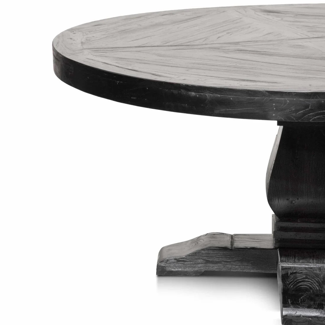 Torbay | 1.6m 4-6 Seater Natural Black Wooden Round Dining Table