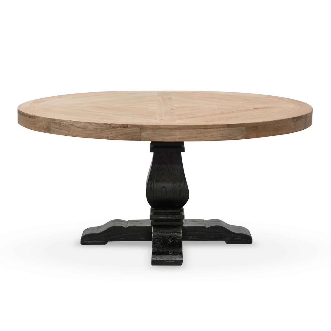 Torbay | 1.6m 4-6 Seater Natural Black Wooden Round Dining Table