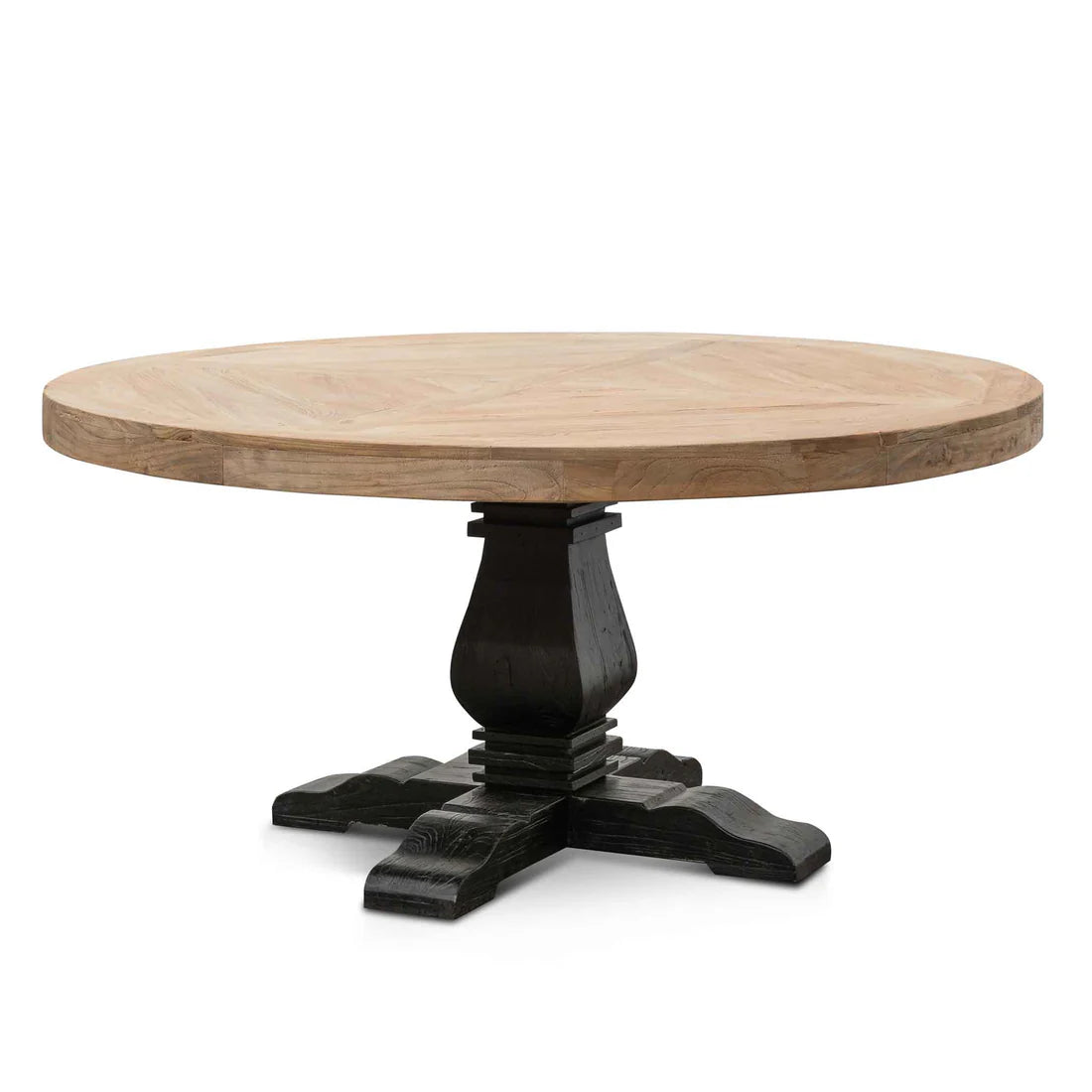 Torbay | 1.6m 4-6 Seater Natural Black Wooden Round Dining Table