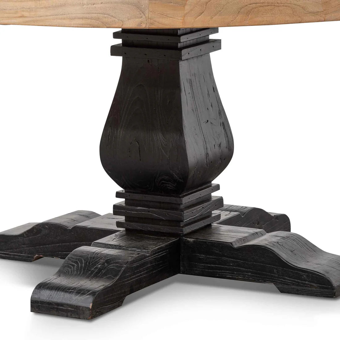 Torbay | 1.6m 4-6 Seater Natural Black Wooden Round Dining Table