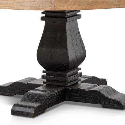 Torbay | 1.6m 4-6 Seater Natural Black Wooden Round Dining Table