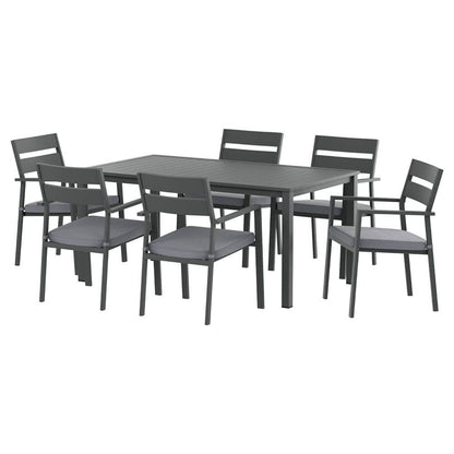 Torbay | Coastal Black White Aluminum Extendable 7 Seater Outdoor Door Table Set | Black