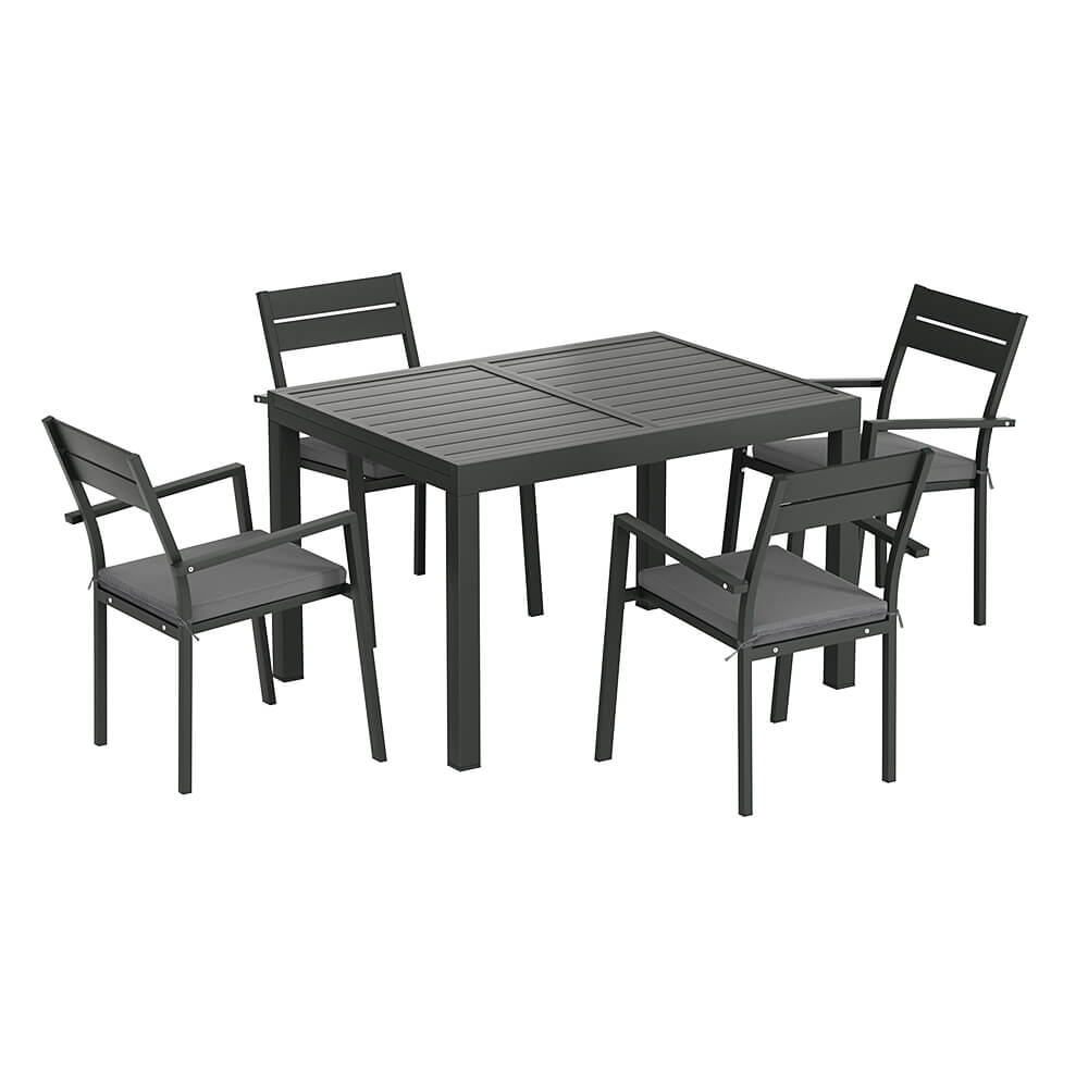 Torbay | Coastal Black White Aluminum Extendable Outdoor Door Table Set | Black