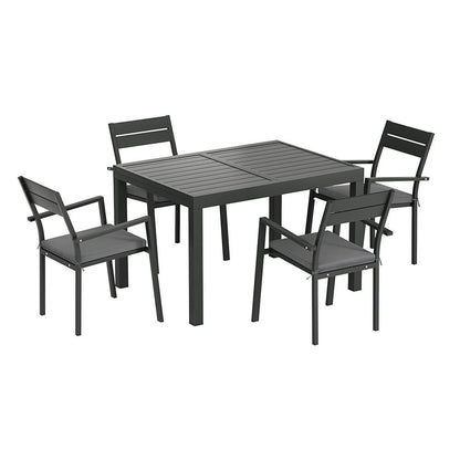 Torbay | Coastal Black White Aluminum Extendable Outdoor Door Table Set | Black