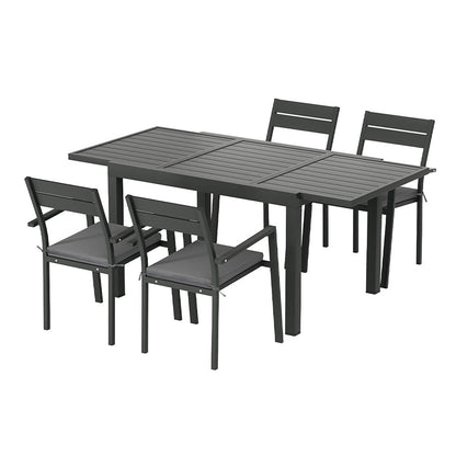 Torbay | Coastal Black White Aluminum Extendable Outdoor Door Table Set | Black