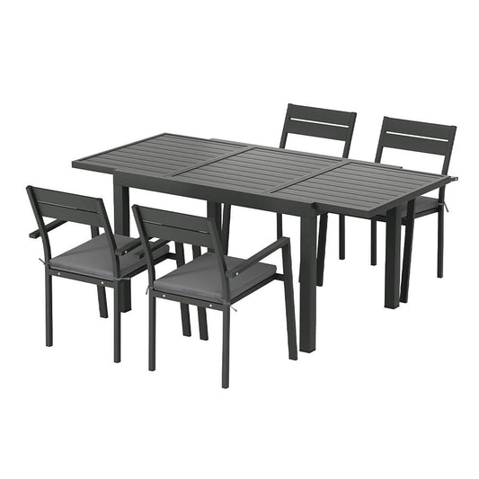 Torbay | Coastal Black White Aluminum Extendable Outdoor Door Table Set | Black