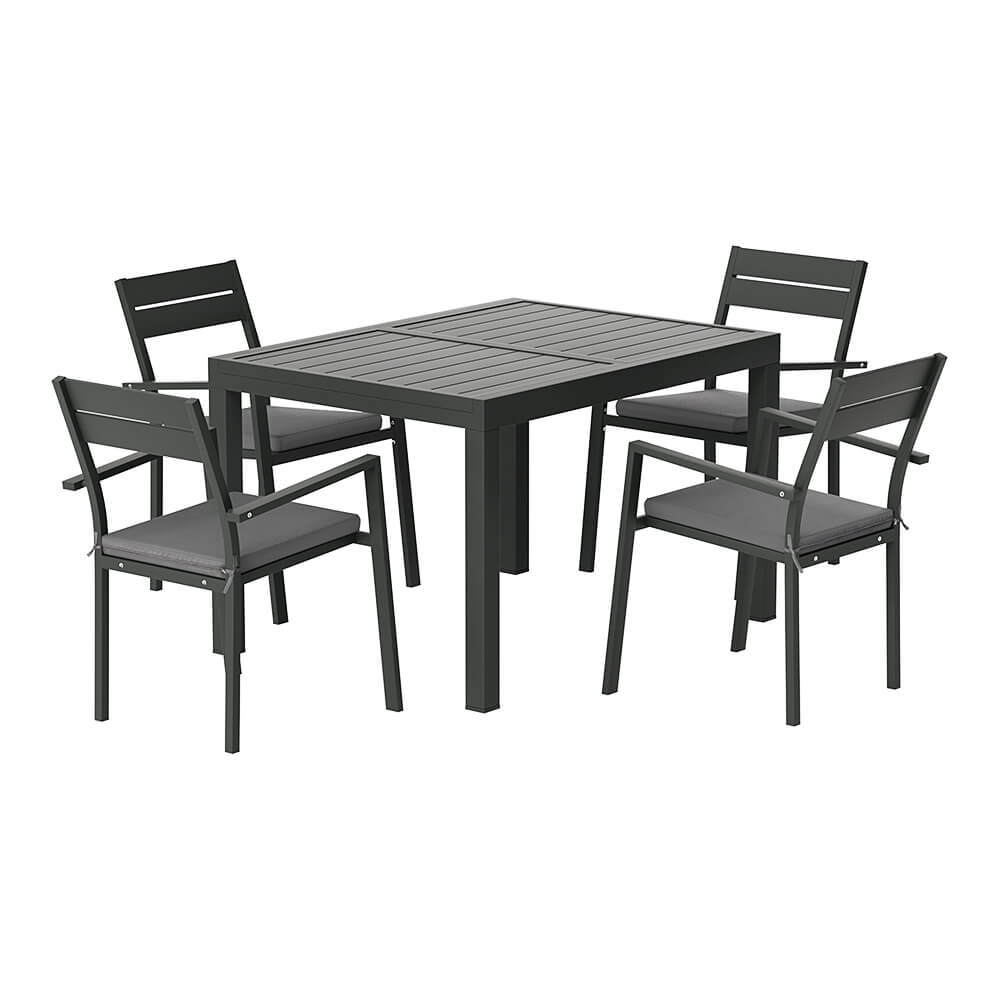 Torbay | Coastal Black White Aluminum Extendable Outdoor Door Table Set | Black