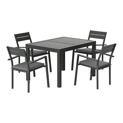 Torbay | Coastal Black White Aluminum Extendable Outdoor Door Table Set | Black