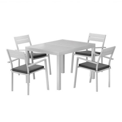 Torbay | Coastal Black White Aluminum Extendable Outdoor Door Table Set | White
