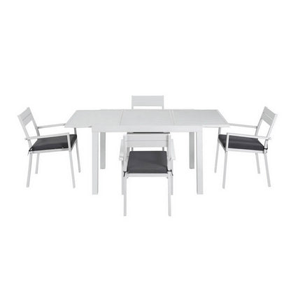 Torbay | Coastal Black White Aluminum Extendable Outdoor Door Table Set | White