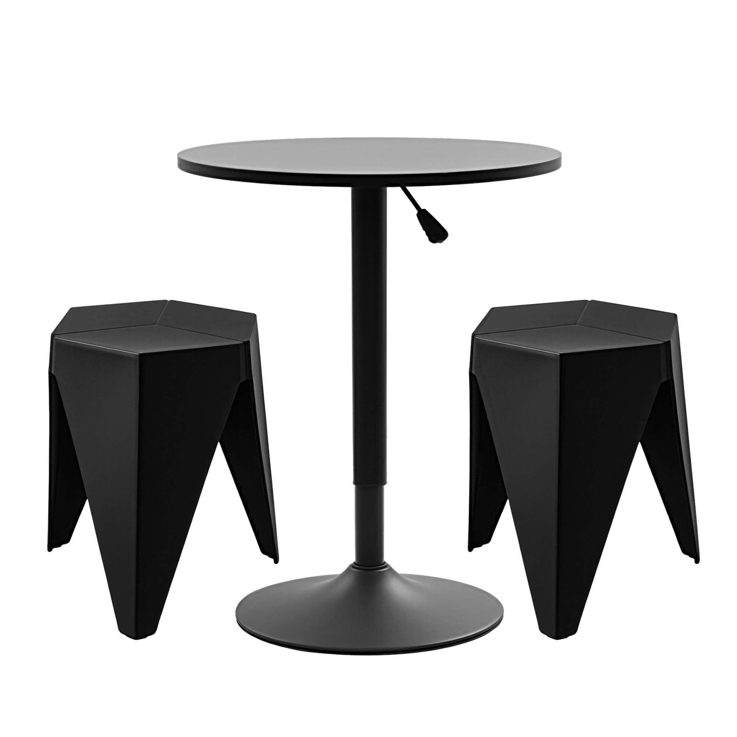 Trentham | Modern Polypropylene Black White Steel Swivel Outdoor Bar Stool Set | Black
