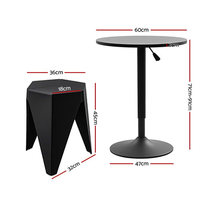 Trentham | Modern Polypropylene Black White Steel Swivel Outdoor Bar Stool Set | Black