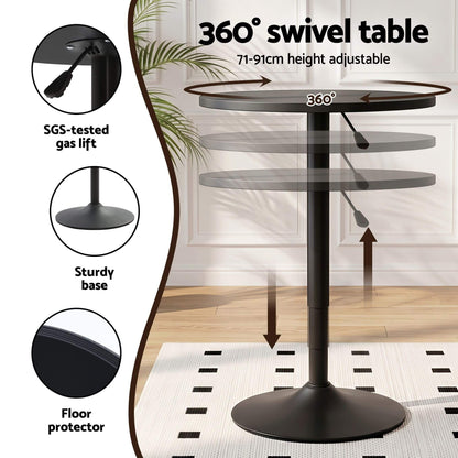 Trentham | Modern Polypropylene Black White Steel Swivel Outdoor Bar Stool Set | Black
