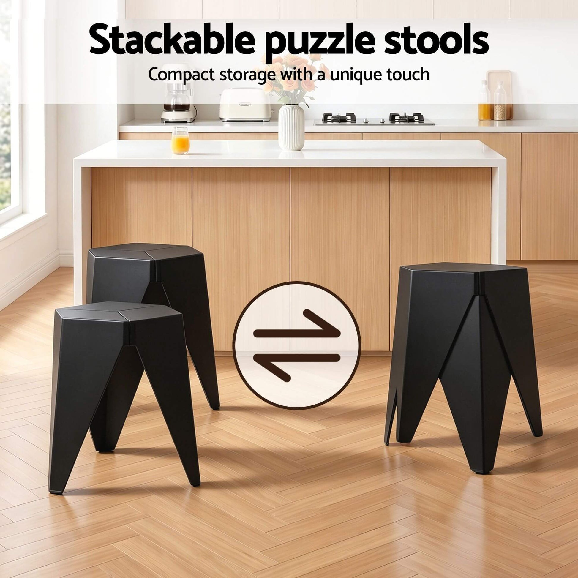 Trentham | Modern Polypropylene Black White Steel Swivel Outdoor Bar Stool Set | Black