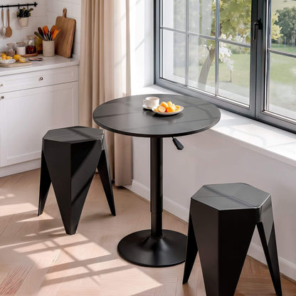 Trentham | Modern Polypropylene Black White Steel Swivel Outdoor Bar Stool Set | Black
