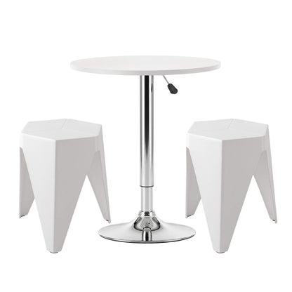 Trentham | Modern Polypropylene Black White Steel Swivel Outdoor Bar Stool Set | White