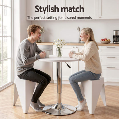 Trentham | Modern Polypropylene Black White Steel Swivel Outdoor Bar Stool Set | White